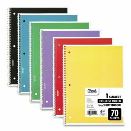 MEAD PRODUCTS NOTEBOOK, 70SHTS, AST, 6PK 73065
